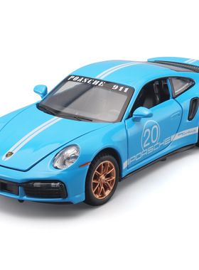 （盒装）1:32保婕911 TurboS合金车模摆件四开门声光回力玩具车