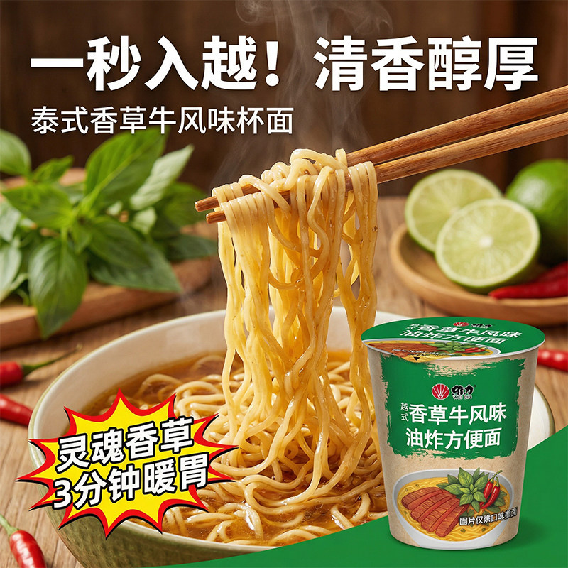 越南进口维力香草牛风味方便面学生速食杯面解馋宵夜方便面60g