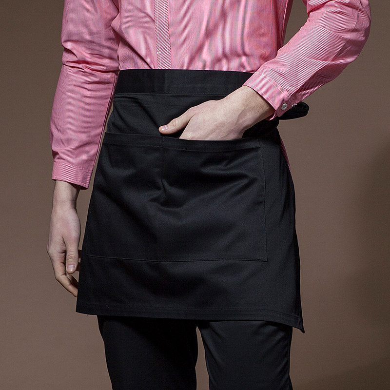 韩版时尚半身短款家居围裙定制厨房做饭围腰餐厅服务员工作服围裙
