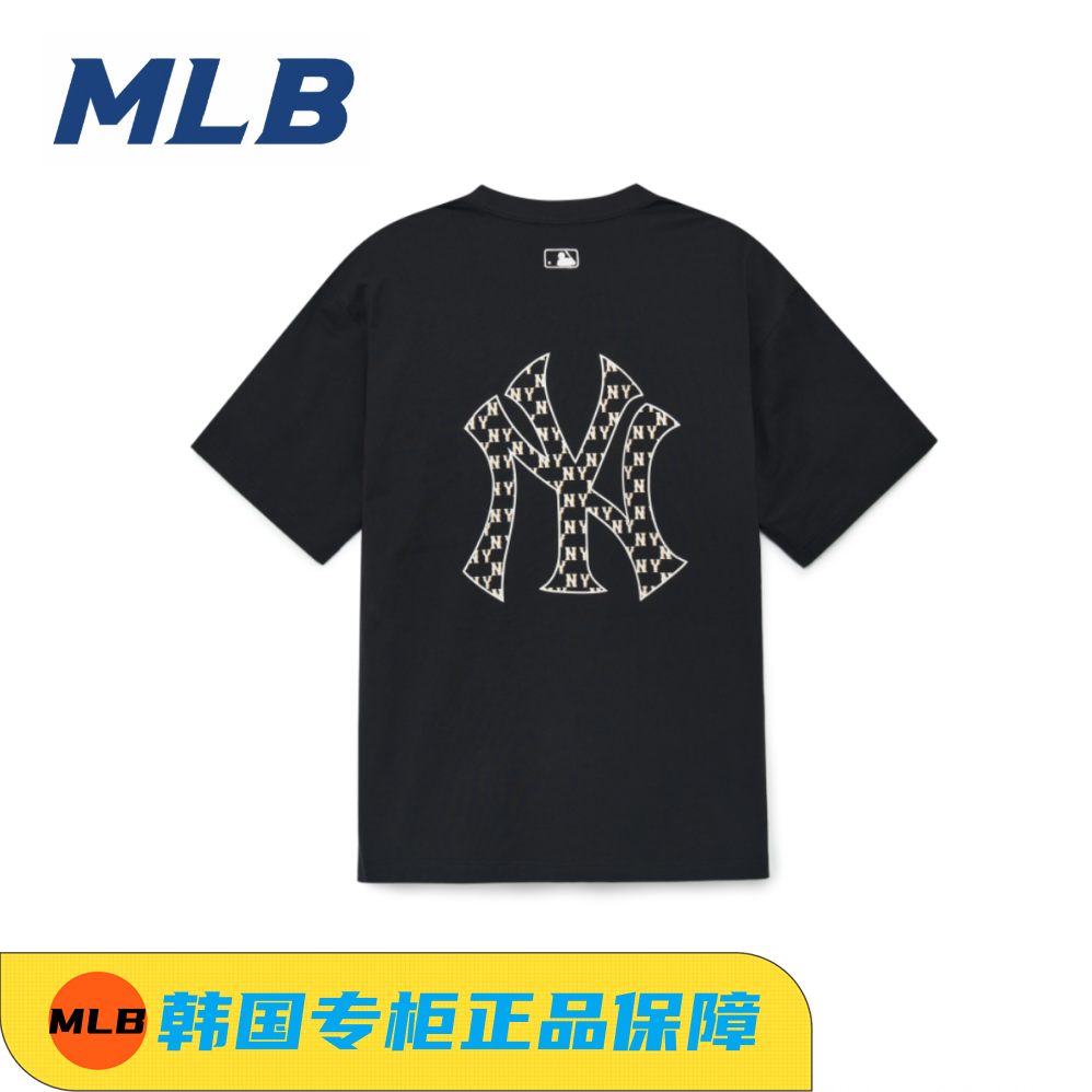 韩国MLB正品男女同款情侣短袖新款复古老花ny大标运动潮流透气T恤 运动服/休闲服装 运动T恤 原图主图