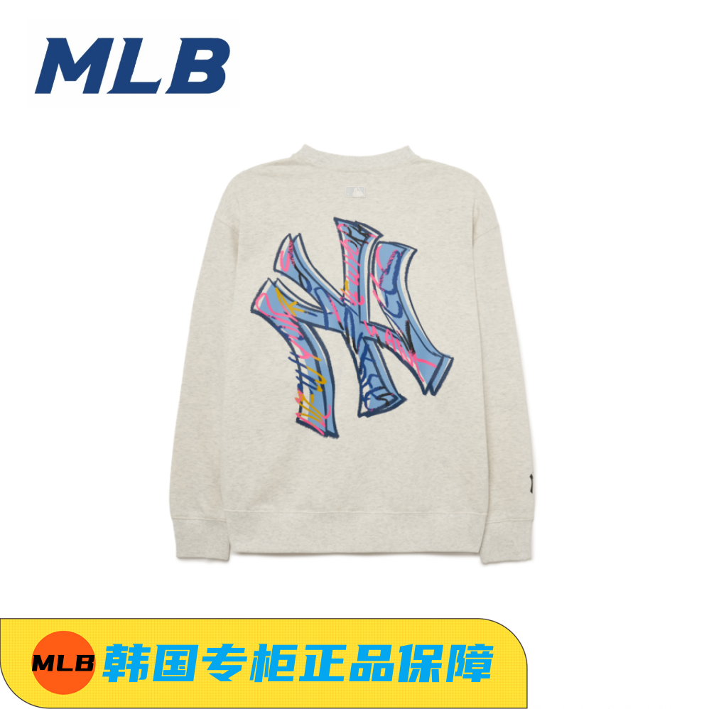 韩国MLB正品卫衣透气NY运动明星同款大标长袖休闲圆领运动套头T恤