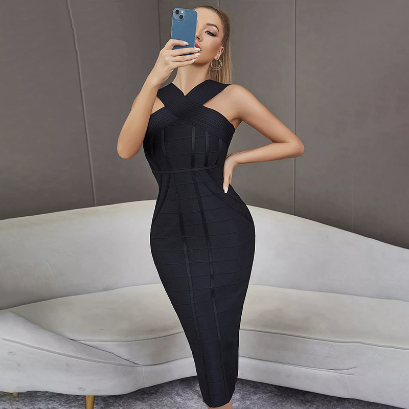 2023年新款修身显瘦夜店明星晚礼服性感绷带连衣裙Bandage Dress