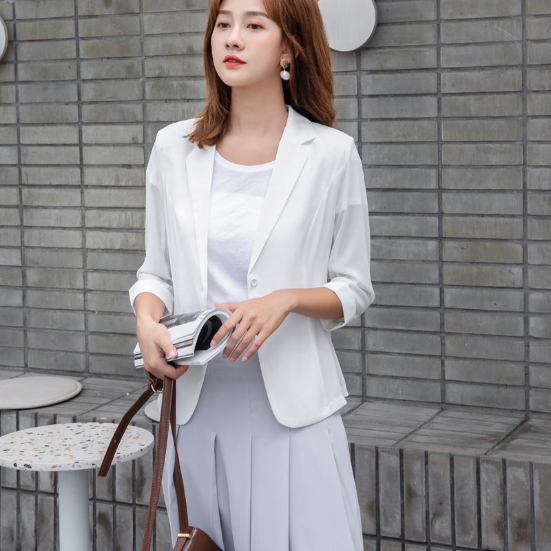 垂坠舒适 春夏OL气质通勤百搭白色雪纺小西装女 七分袖西服薄外套在类目 女装/女士精品, 西装中 - 来自Buy2taobao.com提供专业的淘宝代购服务