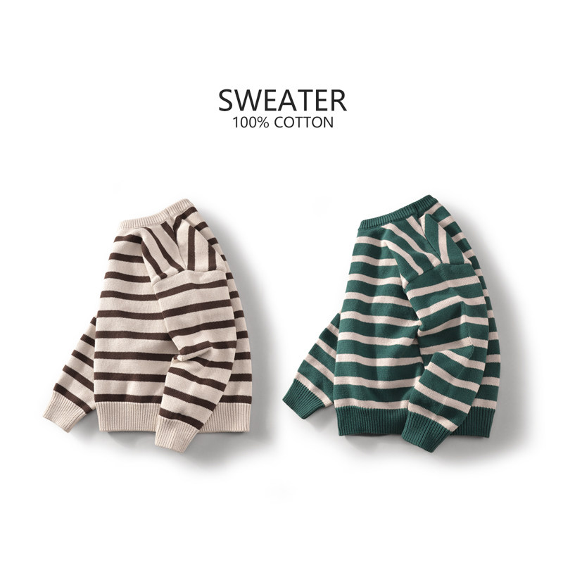 班比纳童装秋冬2023新款男童毛衣套头纯棉儿童毛衫大童针织衫毛线