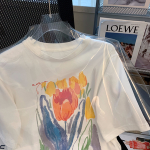 T0297-P25 24新款卡通印花纯棉短袖 夏装T恤女图片