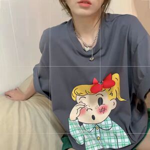 T0221-P25 夏装24新款 趣味卡通印花全棉短袖T图片