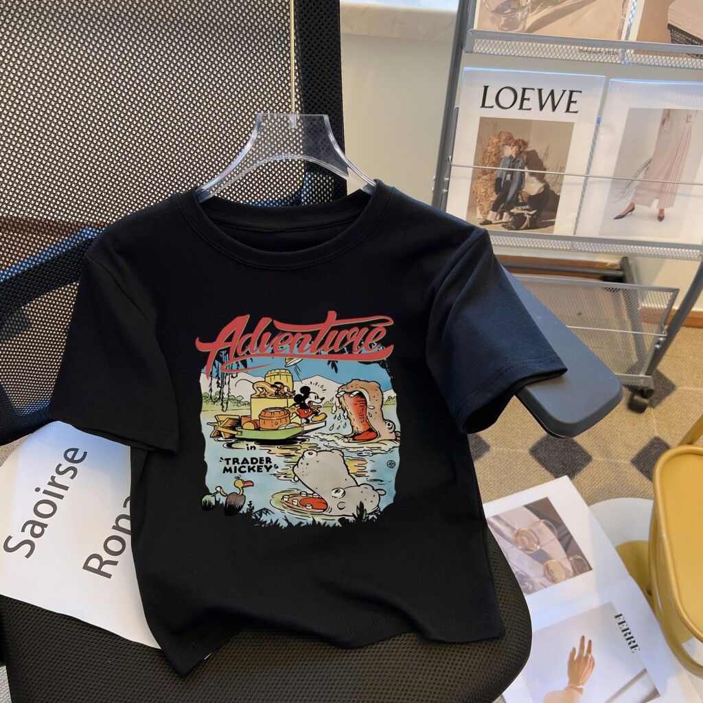 T0029-P35短袖T恤女修身甜辣短款穿搭复古印花纯棉T，女装T恤，星座617A-2