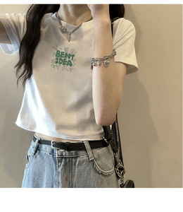 T001-P35 S-XL码短款修身短袖T恤女夏装上衣图片