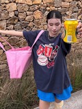 T0222-P25春夏新款韩版美式复古可乐印花宽松短袖T恤女休闲，女装T恤，星座617A-2