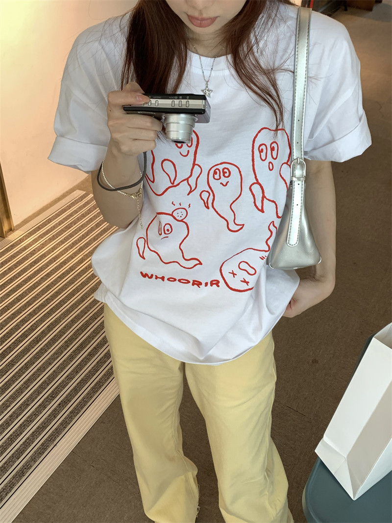 T0927-P25韩版卡通幽灵印花短袖T恤上衣,女装T恤,星座617A-2