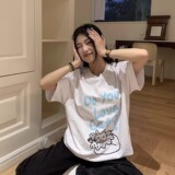 T0922-P25慵懒风卡通猫咪印花短袖T恤，女装T恤，星座617A-2