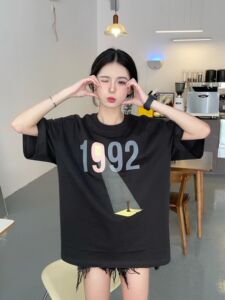 T0144-P25 纯色T恤潮 纯棉印花宽松夏季男女装短袖T图片