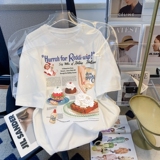 T0263-P25美式复古图案印花精梳纯棉夏装短袖T恤女宽松韩版，女装T恤，星座617A-2