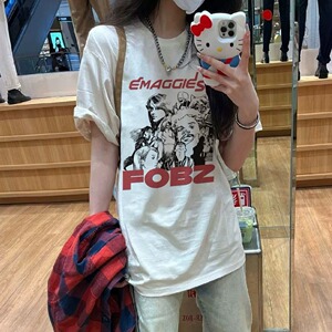 T0153-P25 100%纯棉短袖T恤宽松百搭美式潮牌男女同款休闲上衣图片