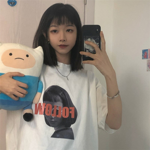 T05-P25 网红ins短袖t恤女夏2024韩版宽松学生辣妹原宿风百搭上衣图片