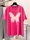 T0176-P252025新款灵动蝴蝶纯棉印花夏装短袖T恤女宽松韩版，女装T恤，星座617A-2