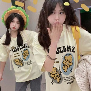 T0155-P25潮牌男女百搭夏季上衣 纯棉短袖T恤宽松百搭美式图片