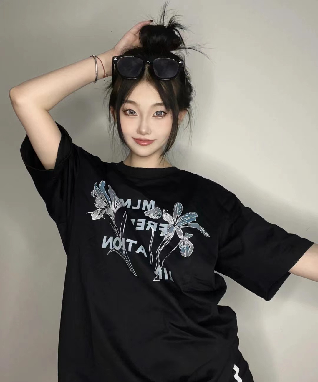 T0954-P25 美术生写意艺术花朵纯棉印花T 纯棉短袖t恤女潮图片