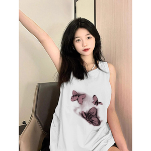TB0244-P25 春夏季宽松纯棉印花无袖背心女图片