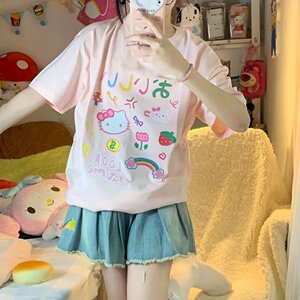 T0939-P25 日系趣味卡通字母印花短袖T恤图片