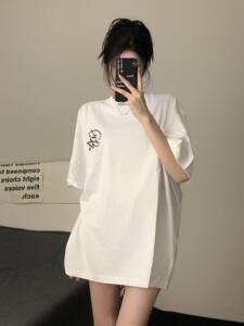 T0257-P25  简约手绘设计纯棉印花短袖t恤女宽松韩版图片