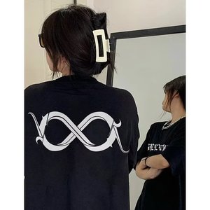 T0924-P25高质量纯棉韩版个性宽松慵懒短袖上衣