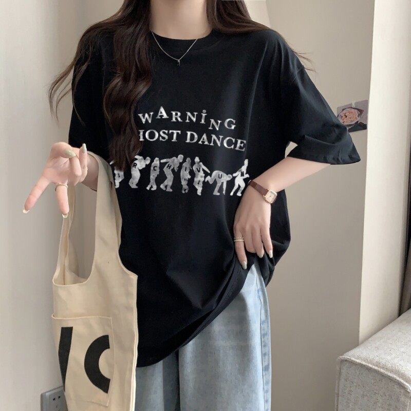M376-P252025年春夏新款100%棉复古人像印花夏装短袖T恤宽松韩,女装T恤,星座617A-2