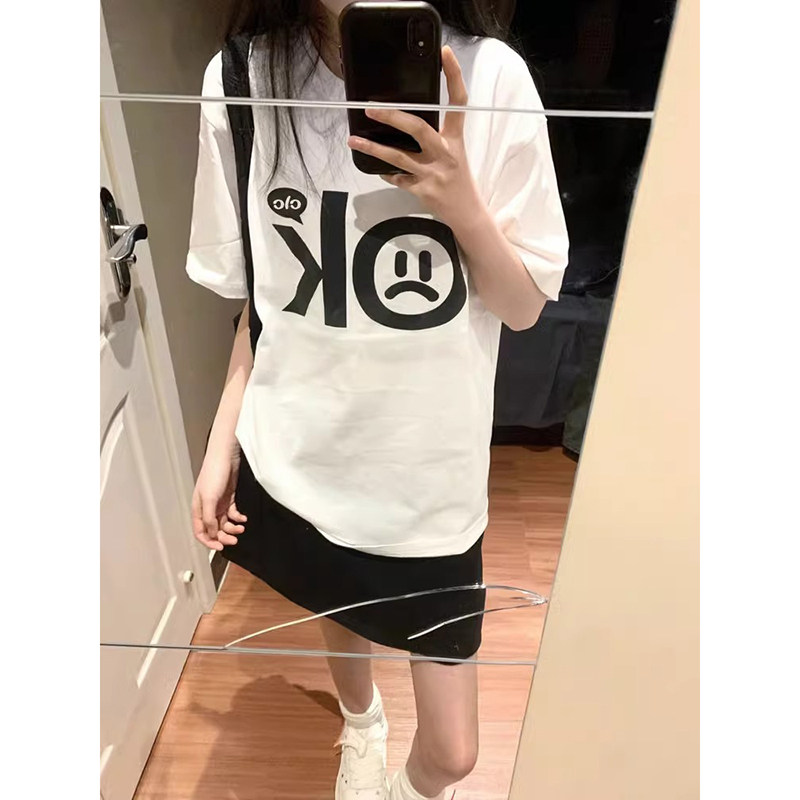 T049-P25春夏新款纯棉短袖T恤潮24新款字母简约设计全棉T,女装T恤,星座617A-2