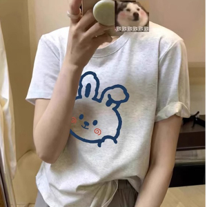 T053-P25  抖音纯棉印花T  春夏新款纯棉短袖T恤潮图片