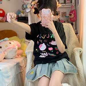 T0939-P25 日系趣味卡通字母印花短袖T恤图片
