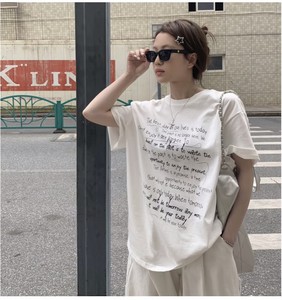 T0220-P25 字母印花T恤女夏季2025新款港味设计感宽松短袖上…图片