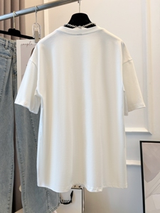 T0311-P25 2025新款重磅纯棉 三只狗狗可爱印花夏装短袖T恤女图片