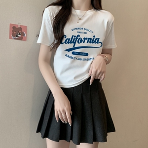 T0079-P25  正肩短袖T恤女纯棉 辣妹风穿搭 短款甜美款图片