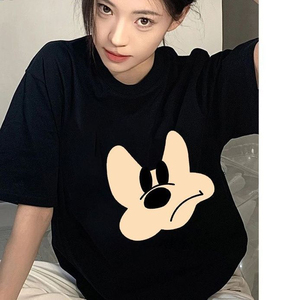 T0160-P25 精梳纯棉短袖t恤女夏季上衣宽松设计感小众街头图片