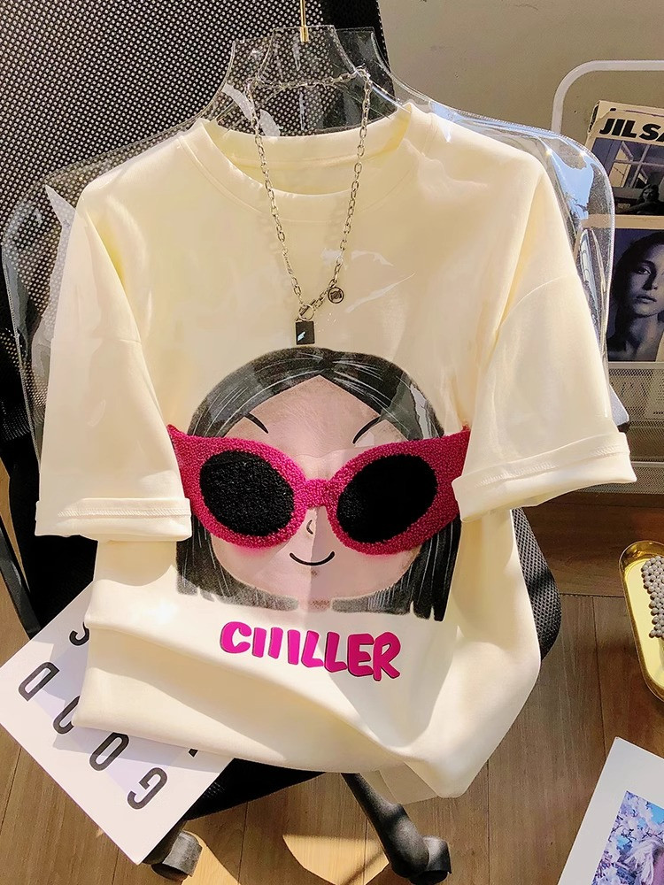 T0233-P25夏装短袖T恤女2025新款甜酷印花上衣，女装T恤，星座617A-2