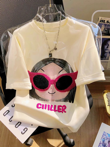 T0233-P25 夏装短袖T恤女 2025新款甜酷印花上衣,女装T恤,星座617A-2