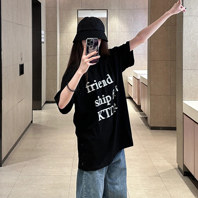 T0334-P2524新款幻影字母短袖t恤潮牌设计感小众休闲上衣,女装T恤,星座617A-2