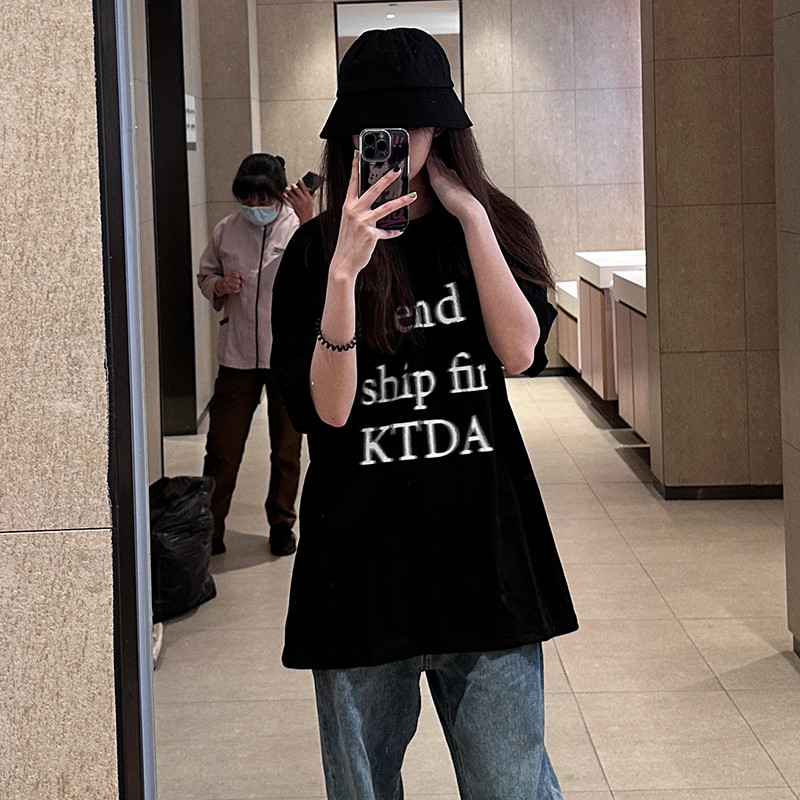 T0334-P2524新款幻影字母短袖t恤潮牌设计感小众休闲上衣,女装T恤,星座617A-2