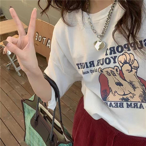 T0123-P25 韩版短袖T恤女夏宽松百搭印花上衣潮图片