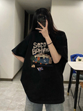 T0196-P252025春夏抖音落肩宽松版型纯棉短袖T恤印花情侣款，女装T恤，星座617A-2