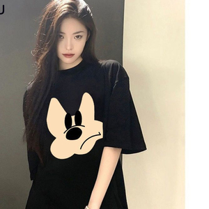 T0160-P25 精梳纯棉短袖t恤女夏季上衣宽松设计感小众街头图片