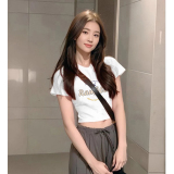 T0058-P35春夏修身短袖短T恤甜美减龄短款全棉T，女装T恤，星座617A-2