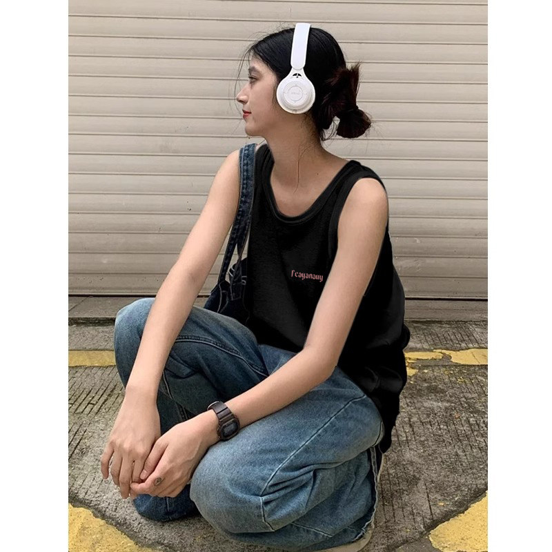 TB0976-P25男女款宽松百搭春夏季宽松纯棉印花无袖背心女,男装背心/马甲,星座617A-2