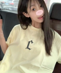 T0941-P25 短袖字母潮流夏季印花T恤学生女百搭圆领图片