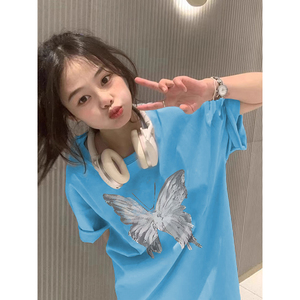 T0399-P30抖音2025春夏新款纯棉短袖T恤潮 男女同款宽松百搭图片