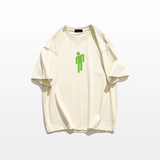 T0333-P25夏季简约款绿色小人印花短袖t恤情侣宽松小众上衣，女装T恤，星座617A-2