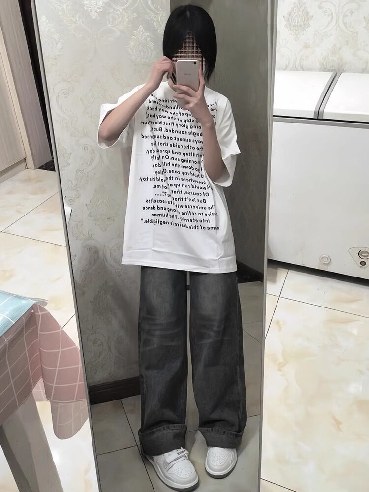 T0340-P302025春夏短袖直播品质高质量纯棉前印花t恤情侣宽松,女装T恤,星座617A-2