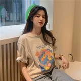 T0254-P252025春夏新款纯棉印花短袖t恤女宽松韩版大码上衣，女装T恤，星座617A-2