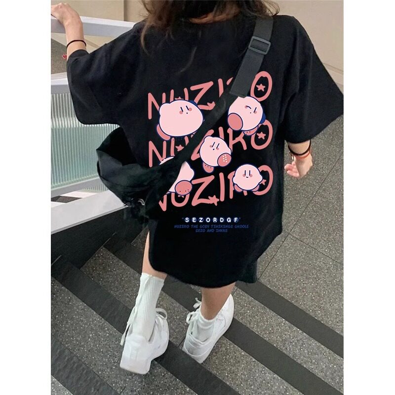 T0395-P30 卡通动漫星之卡比 印花短袖t恤女 高质量纯棉 直播品质图片
