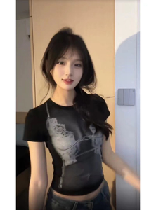 T00955-P35 纯棉 辣妹修身显瘦短袖上衣图片